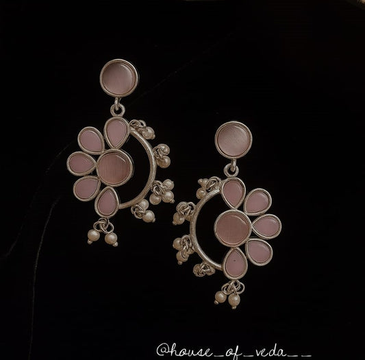 Blush Pink Floral Hoop Earrings